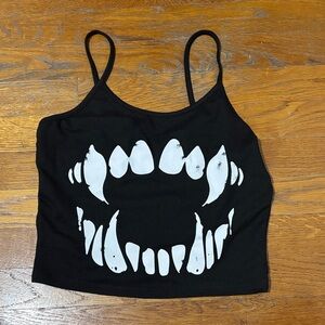 SHEIN Black Tank Top with White Fang Design